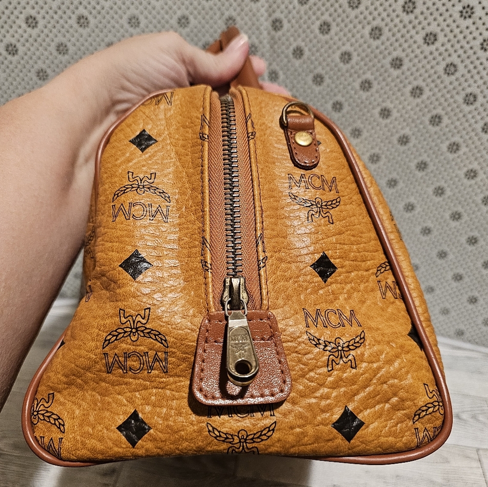 MCM Women's Tan Leather Boston Satchel - Picture 12 of 16